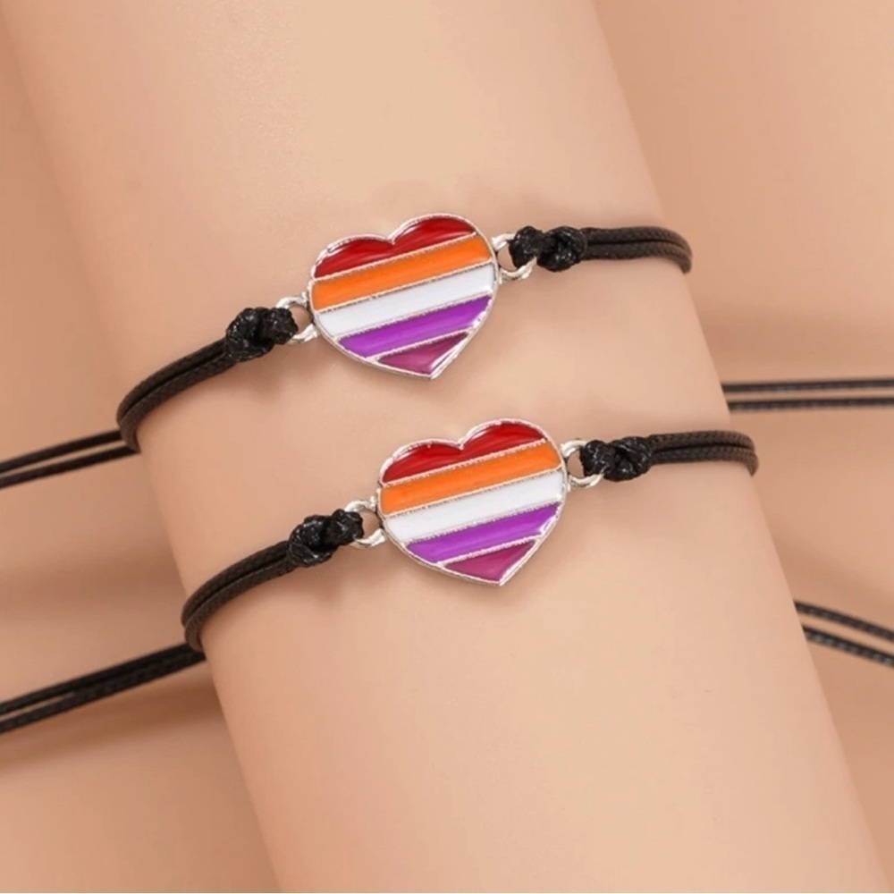 3 For $35 Lesbian Pride 🏳️‍🌈 Flag Heart Bracelet Sets PRIDE Month Celebration